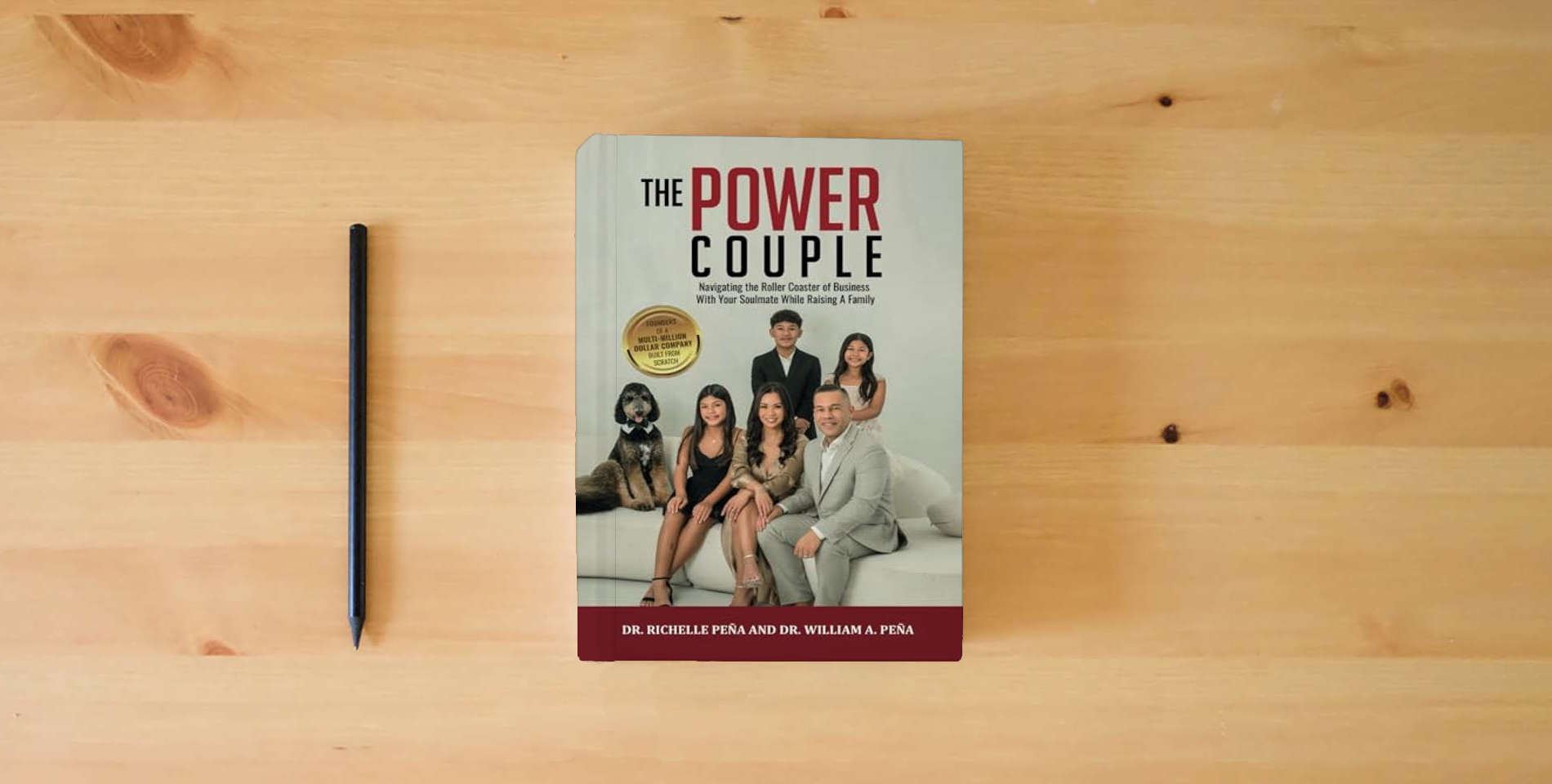 The book The Power Couple: Navigating The Roller Coaster Of Business With Your Soulmate While Raising A Family is on the table