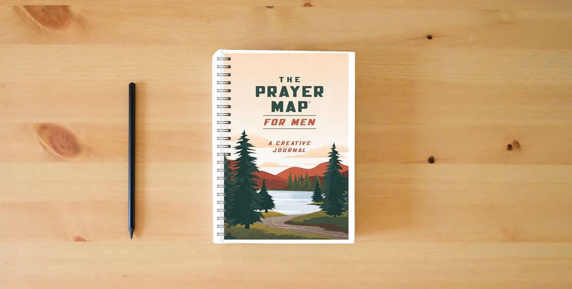 The book The Prayer Map for Men: A Creative Journal (Faith Maps) is on the table