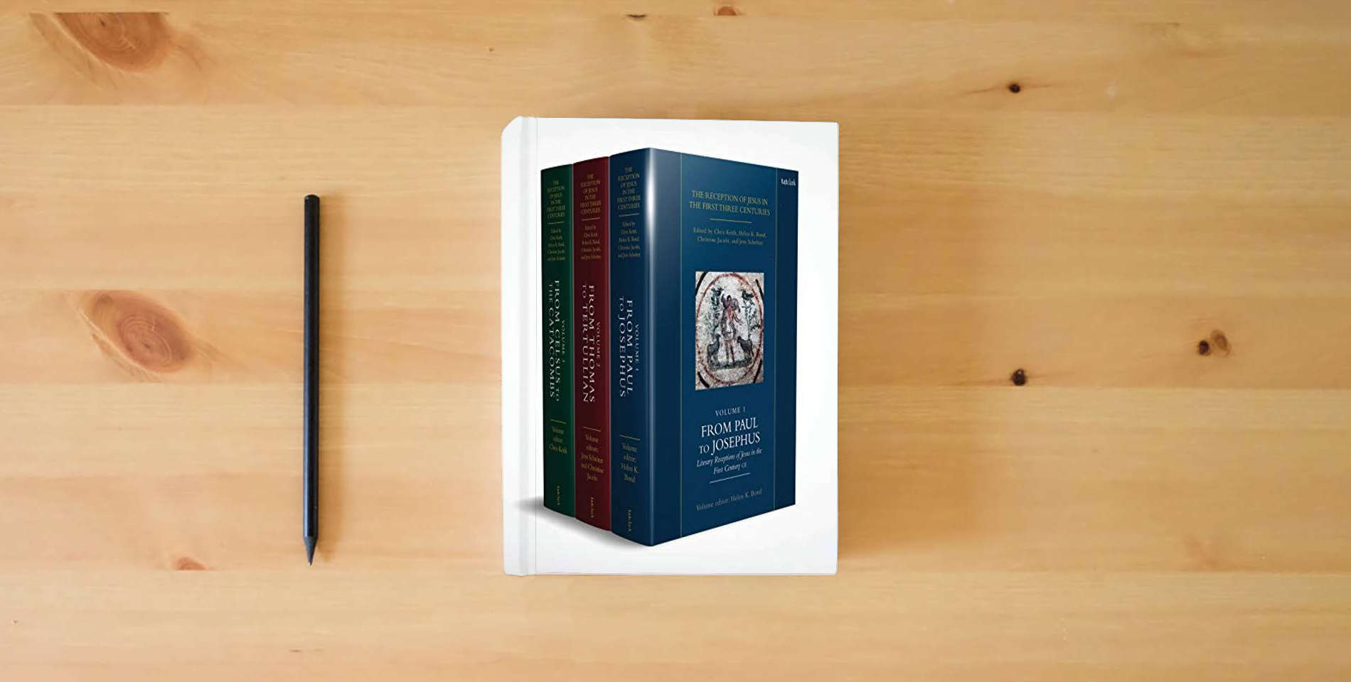 The book The Reception of Jesus in the First Three Centuries is on the table