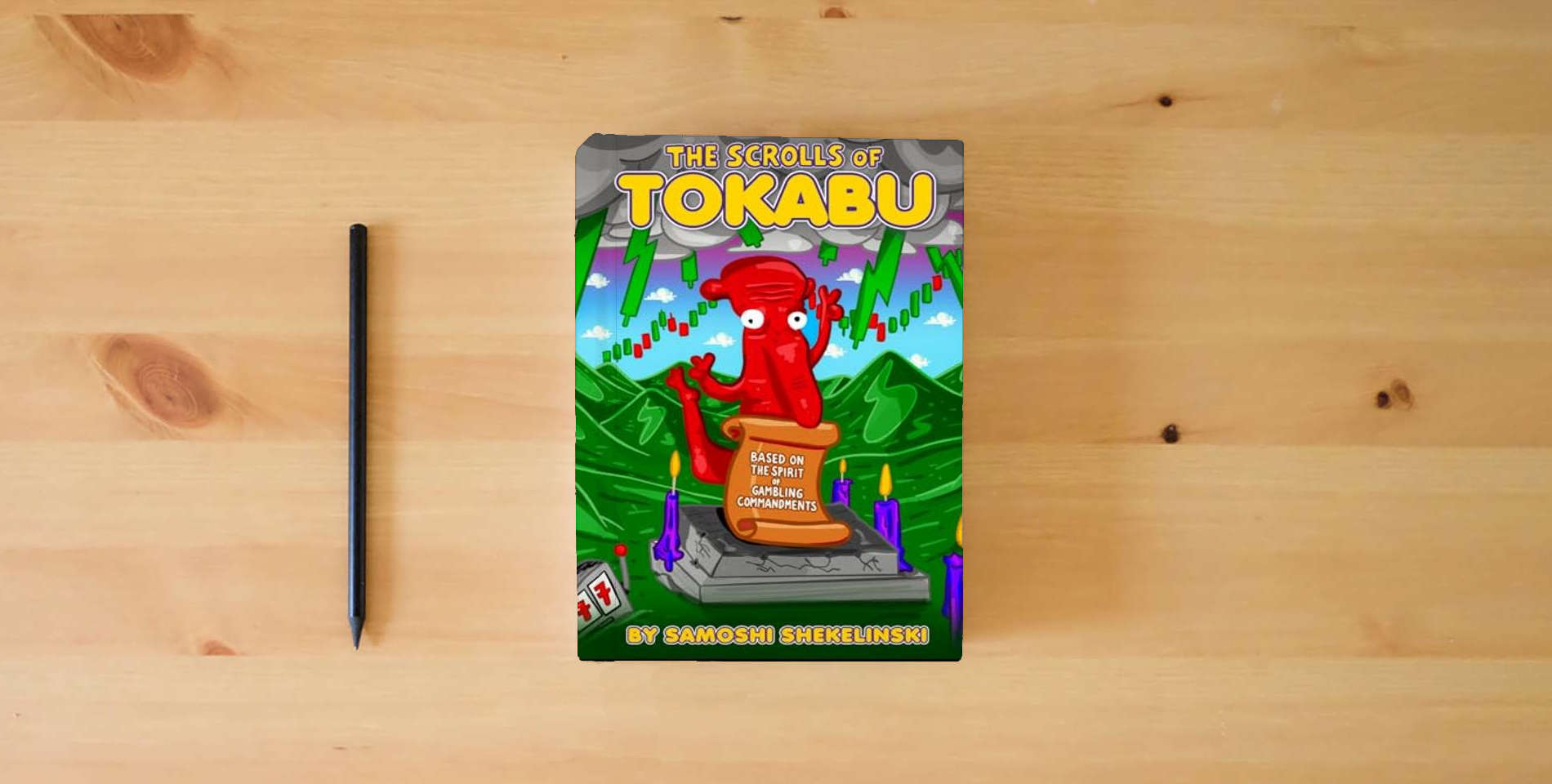 The book The Scrolls of TOKABU is on the table