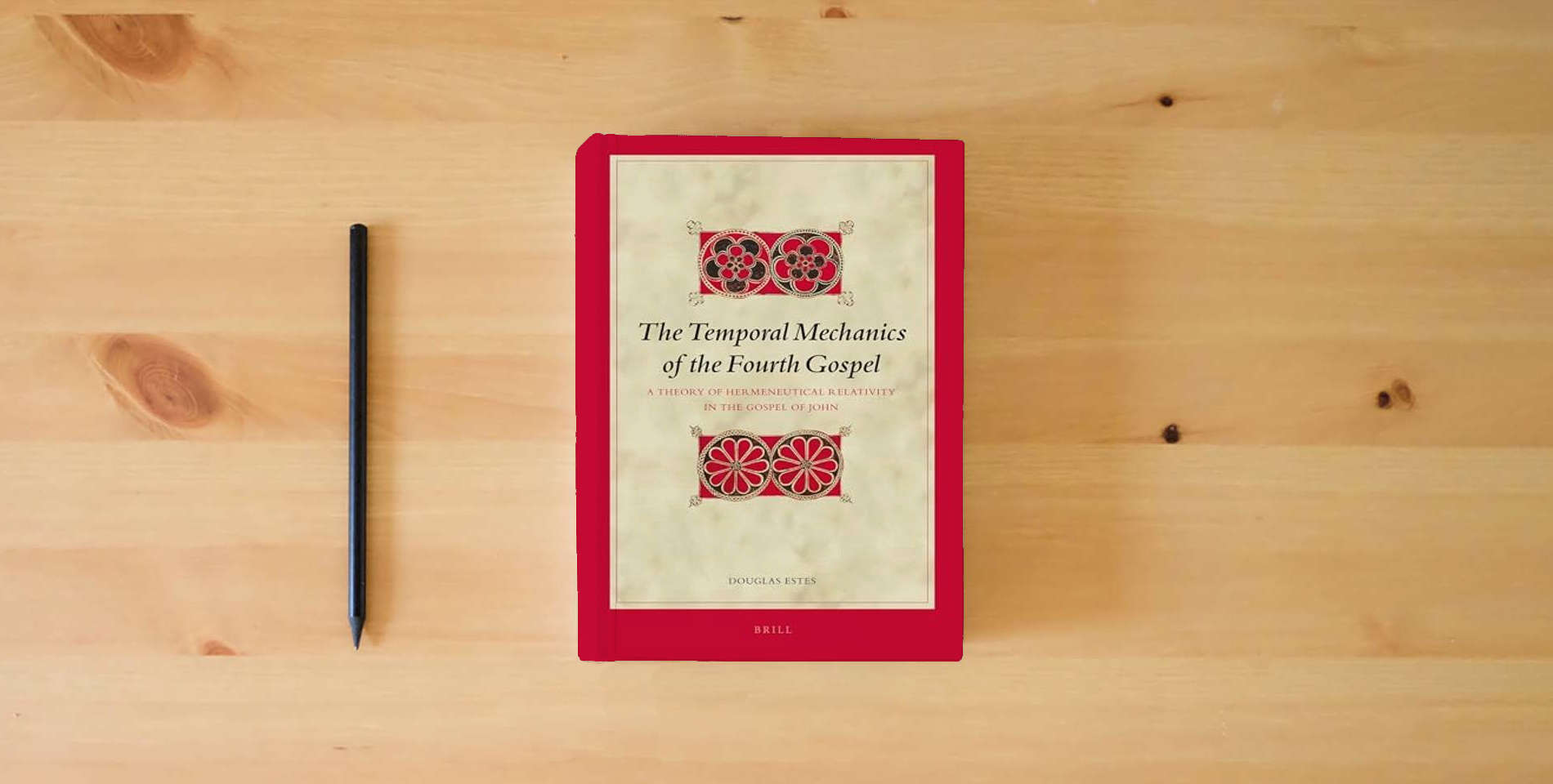 The book The Temporal Mechanics of the Fourth Gospel: A Theory of Hermeneutical Relativity in the Gospel of John is on the table