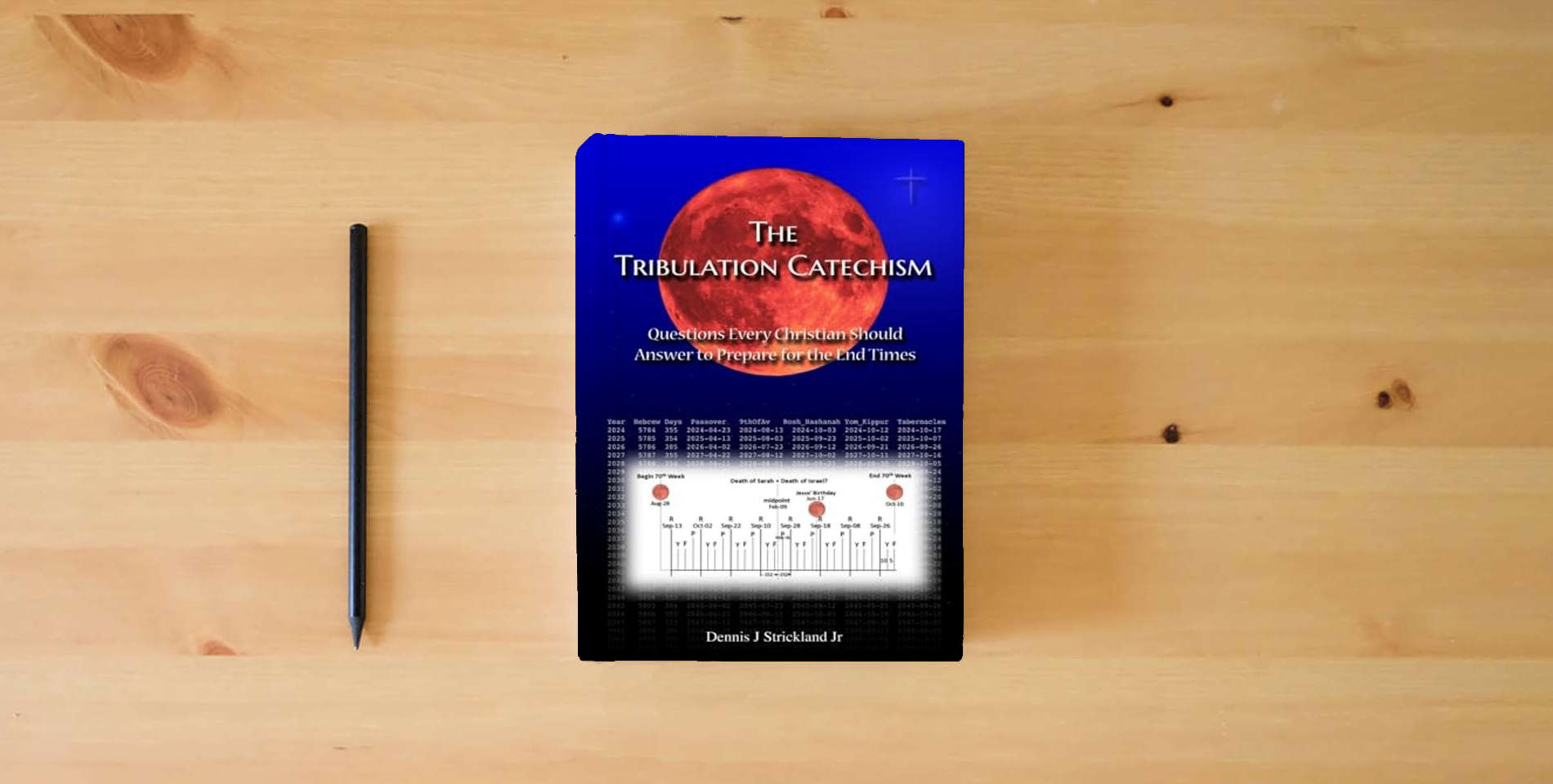 The book The Tribulation Catechism: Questions Every Christian Should Answer to Prepare for the End Times is on the table
