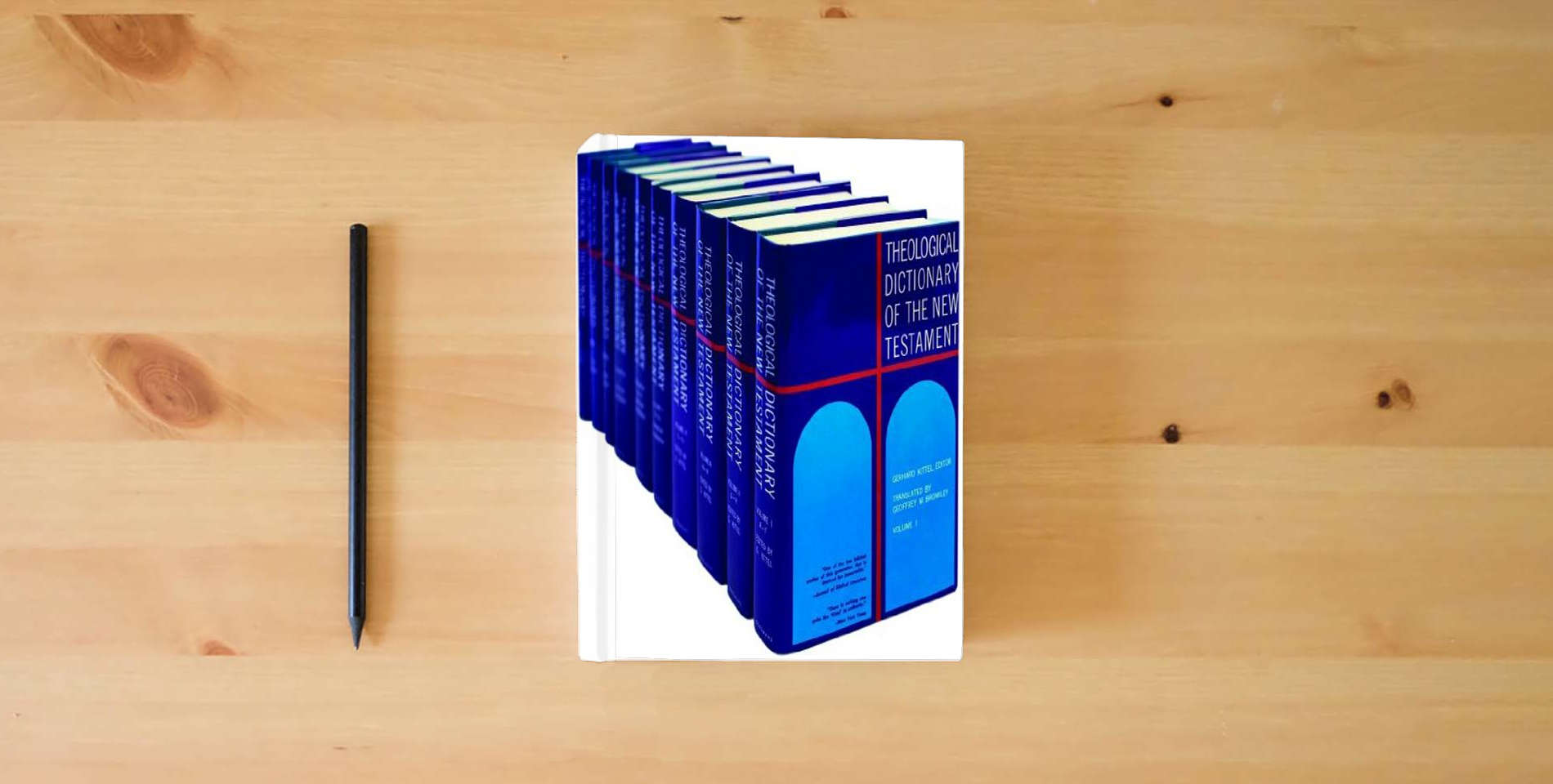 The book Theological Dictionary of the New Testament 10-vol set is on the table