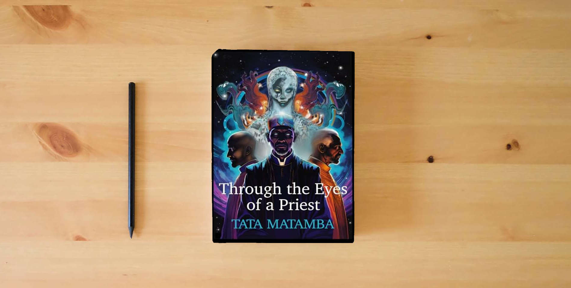 The book Through the eyes of a priest: TATA MATAMBA is on the table