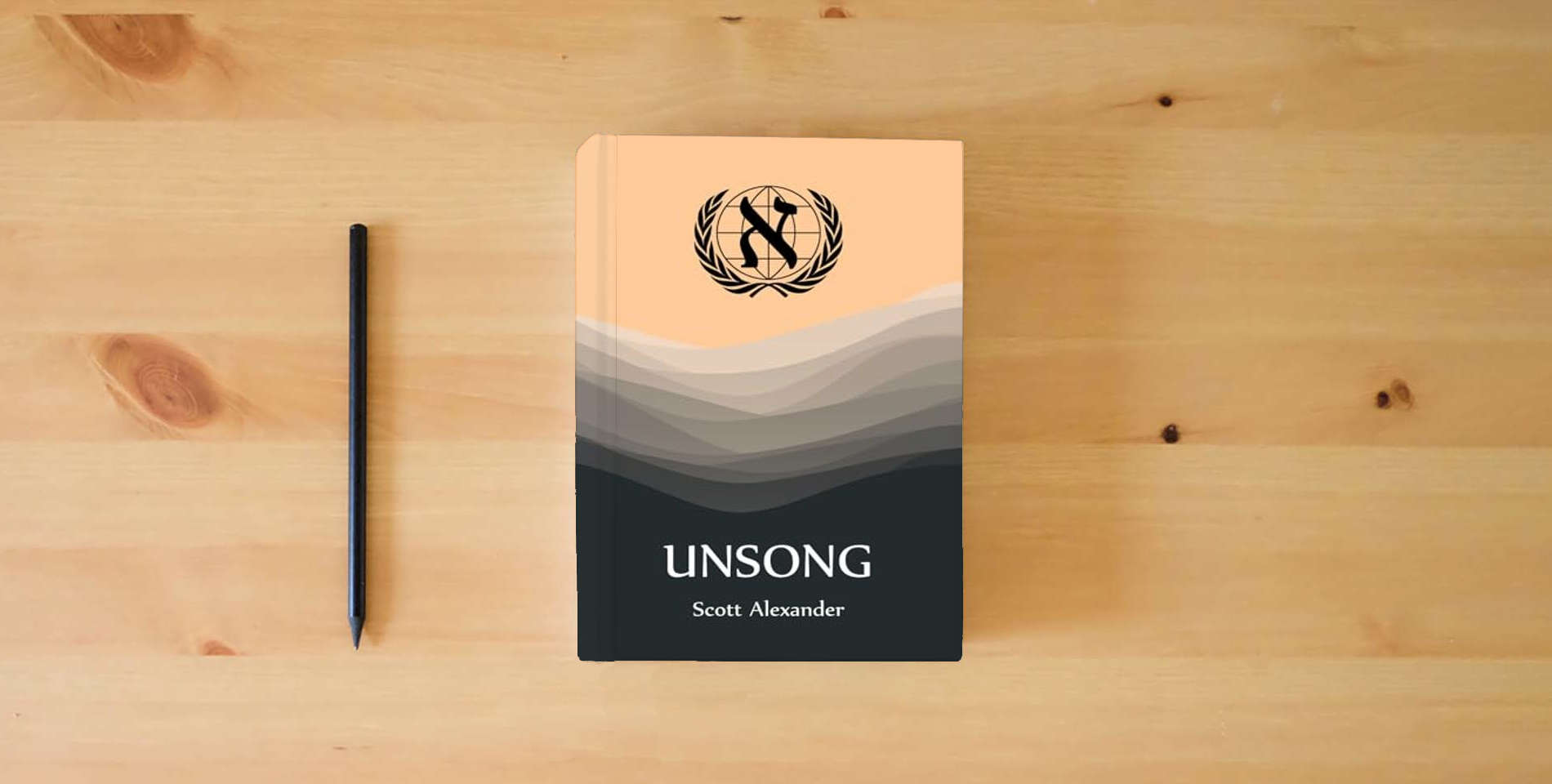 The book Unsong is on the table