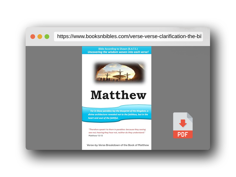PDF Preview of the book Verse by Verse Clarification of the Bible: Study Guide for the Book of Matthew