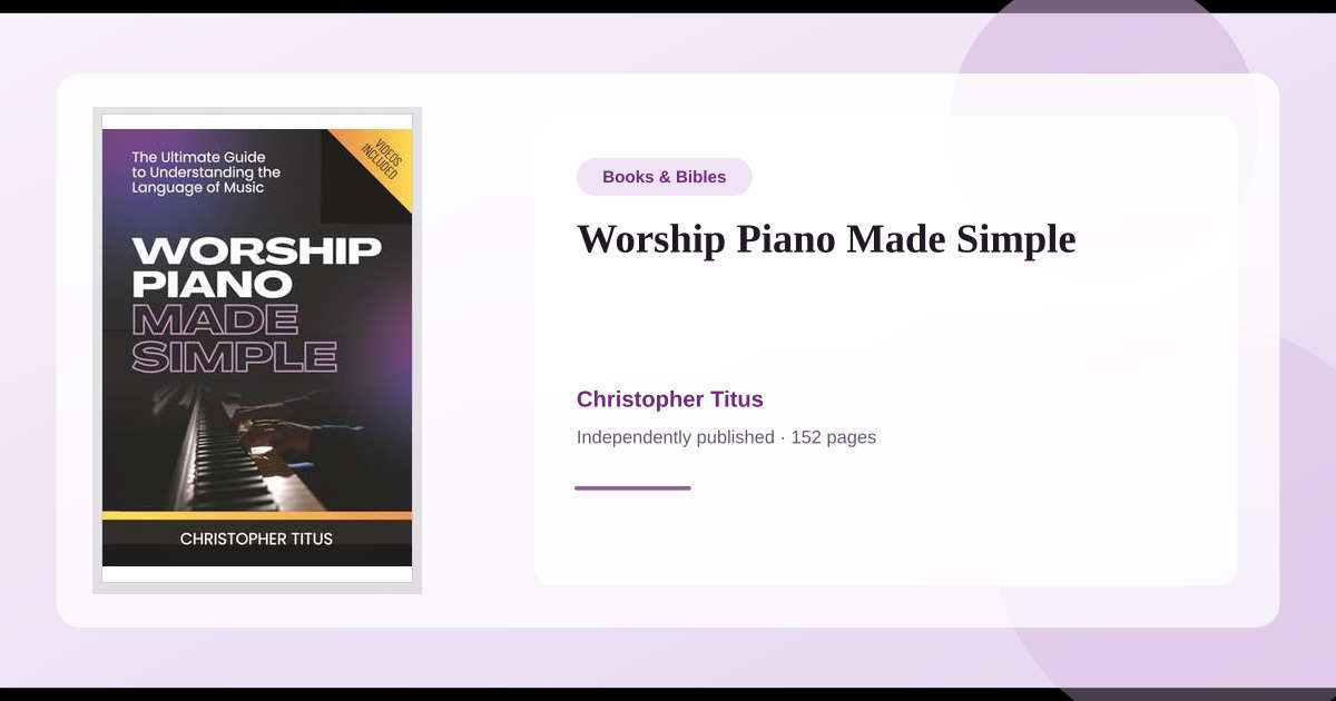 Book Worship Piano Made Simple → Download and Print PDF, Abstract ...
