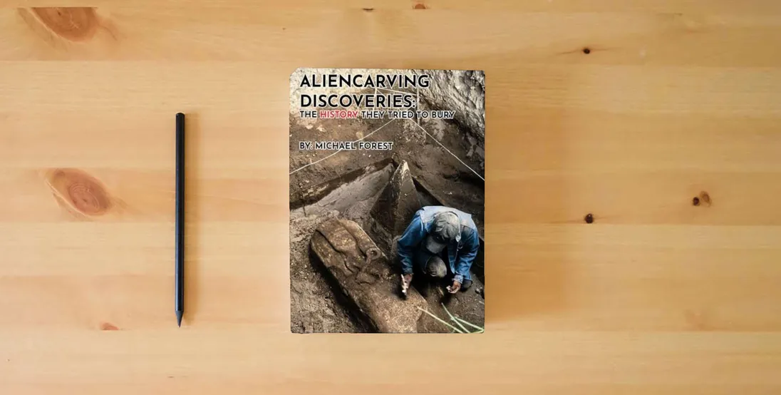 The book Aliencarving Discoveries: The History They Tried to Bury} is on the table