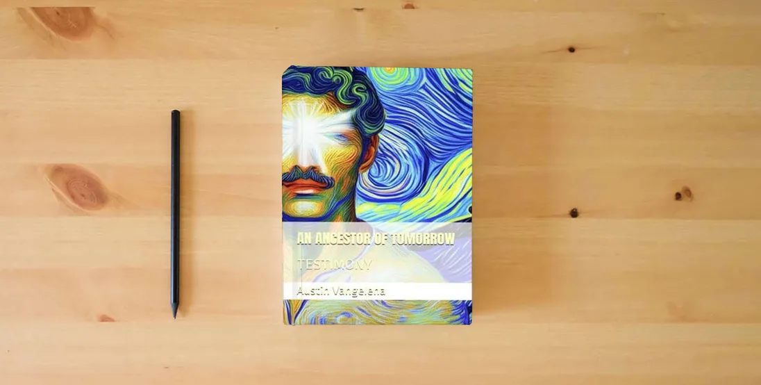 The book AN ANCESTOR OF TOMORROW: TESTIMONY} is on the table