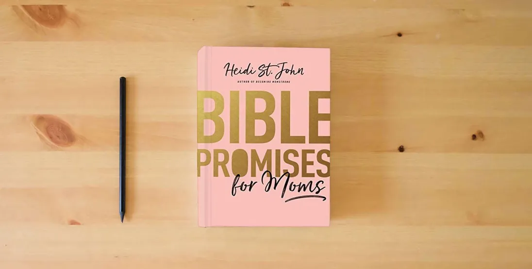 The book Bible Promises for Moms: Inspirational Verses of Hope & Encouragement for Christian Mothers} is on the table