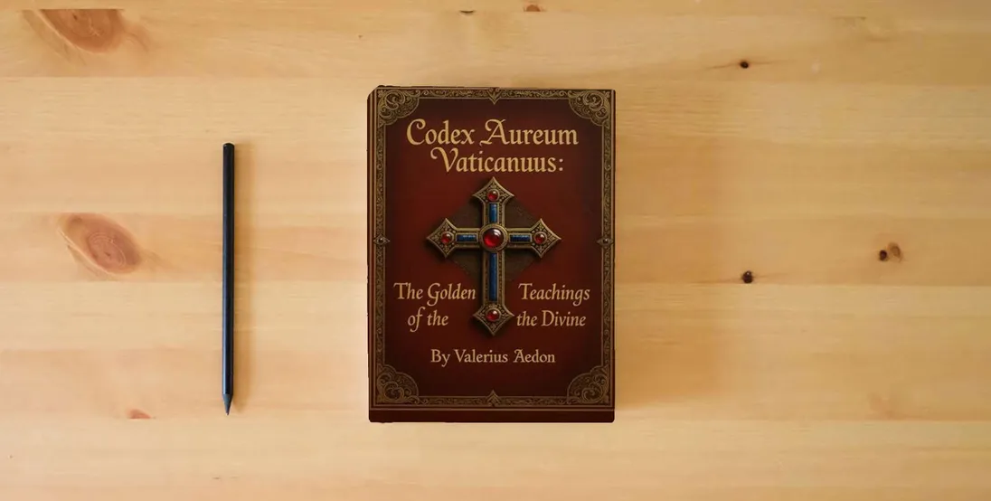 The book Codex Aureum Vaticanus The Golden Teachings of the Divine} is on the table