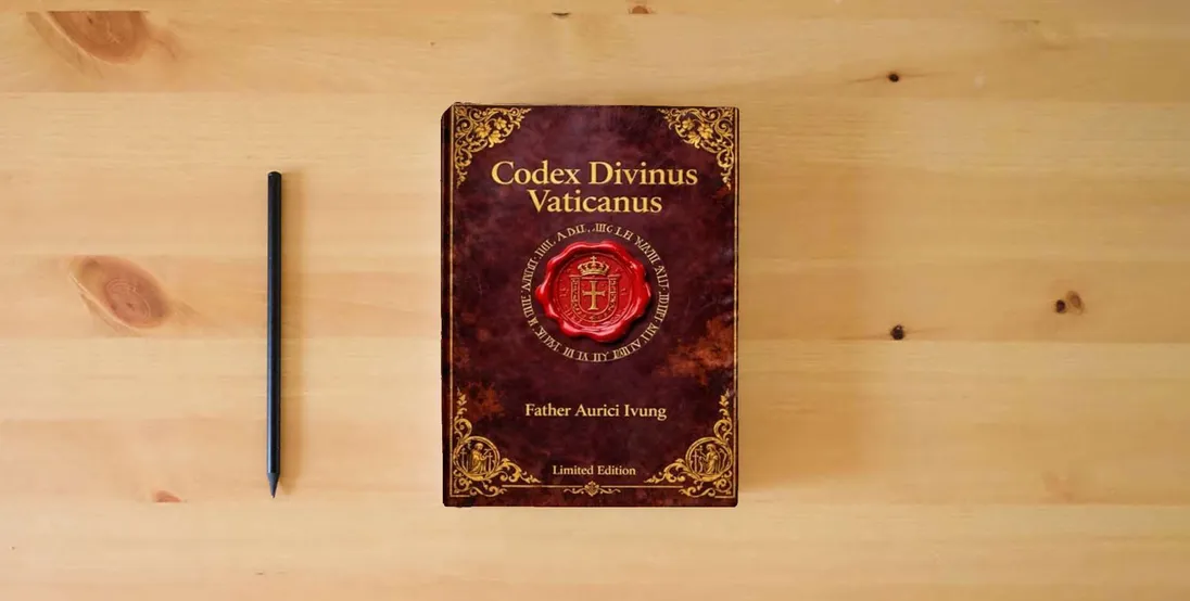 The book Codex Divinus Vaticanus} is on the table