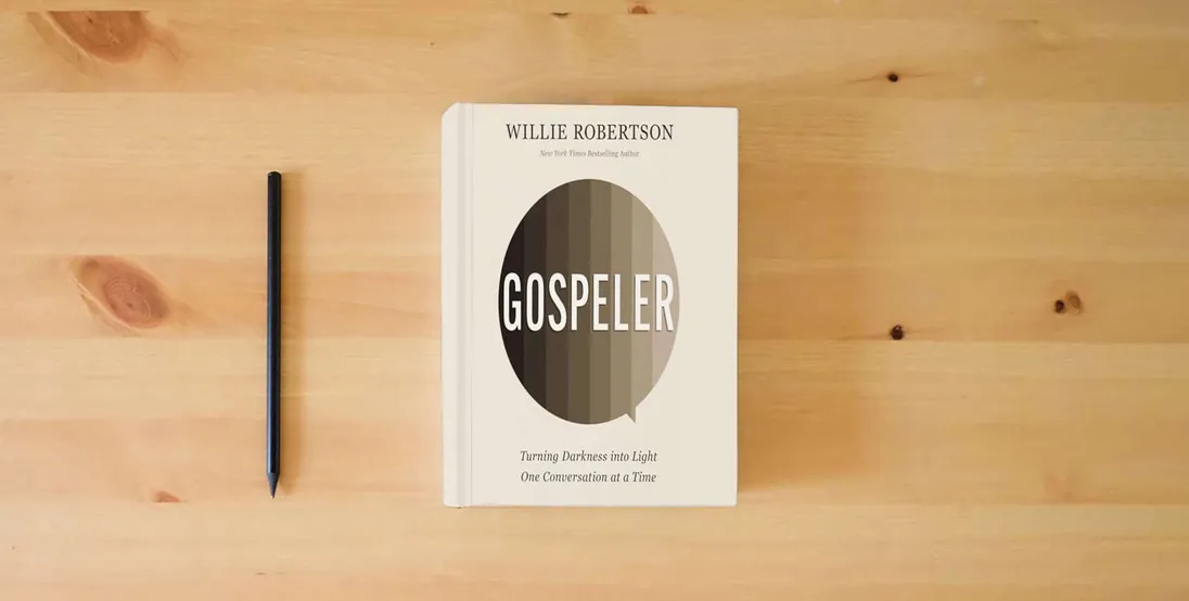 The book Gospeler: Turning Darkness into Light One Conversation at a Time} is on the table