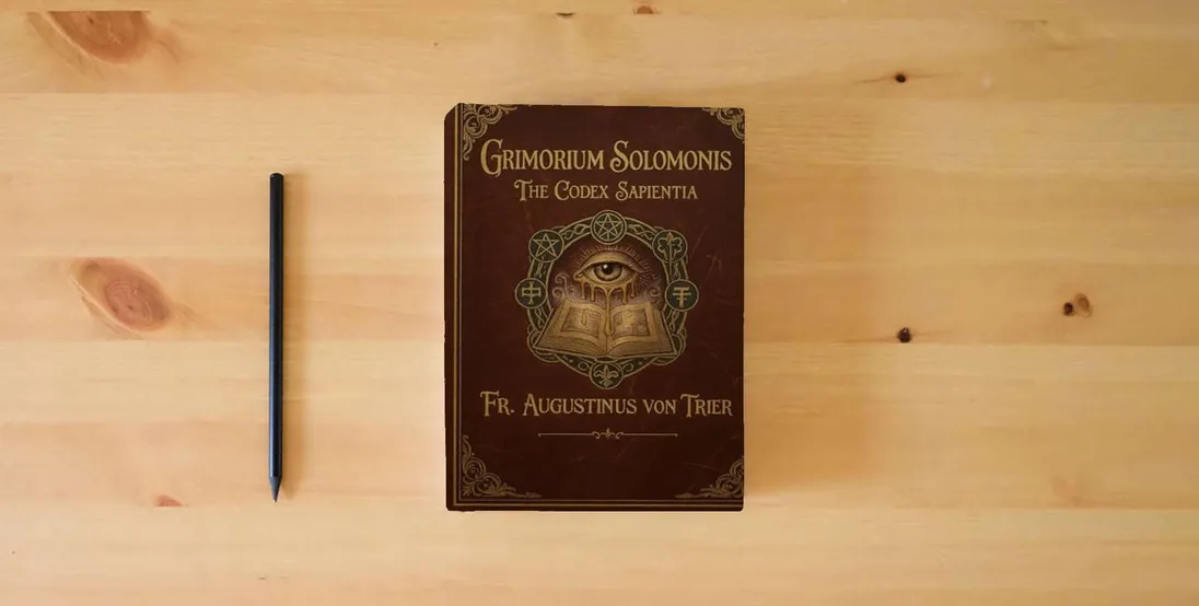 The book GRIMORIUM SOLOMONIS: THE CODEX SAPIENTIA} is on the table