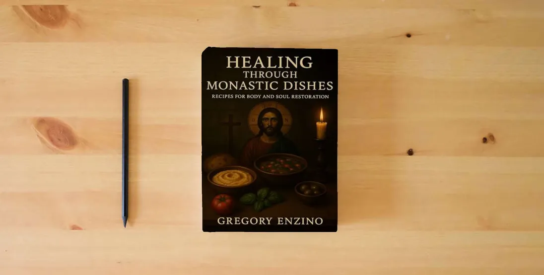 The book Healing Through Monastic Dishes: Recipes for Body and Soul Restoration} is on the table