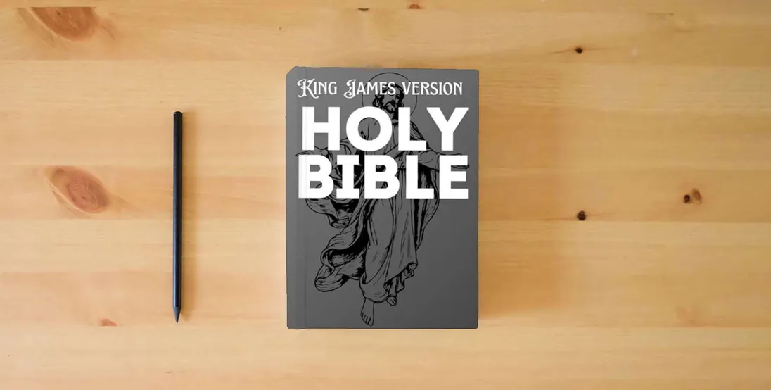 The book Holy Bible King James Version: 1611 Original Edition Large Print} is on the table