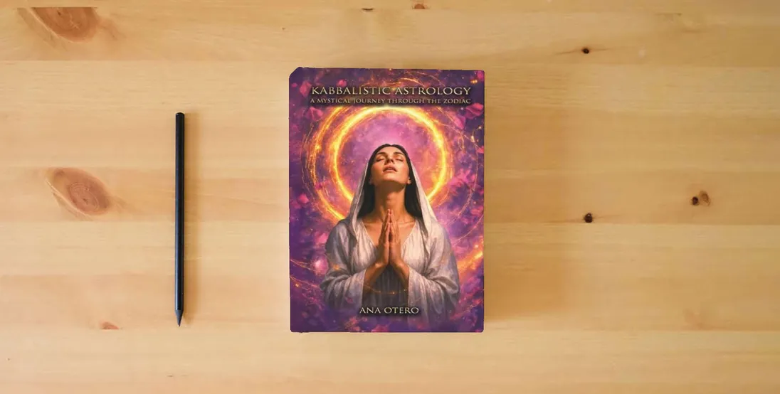 The book Kabbalistic Astrology: A Mystical Journey Through the Zodiac} is on the table