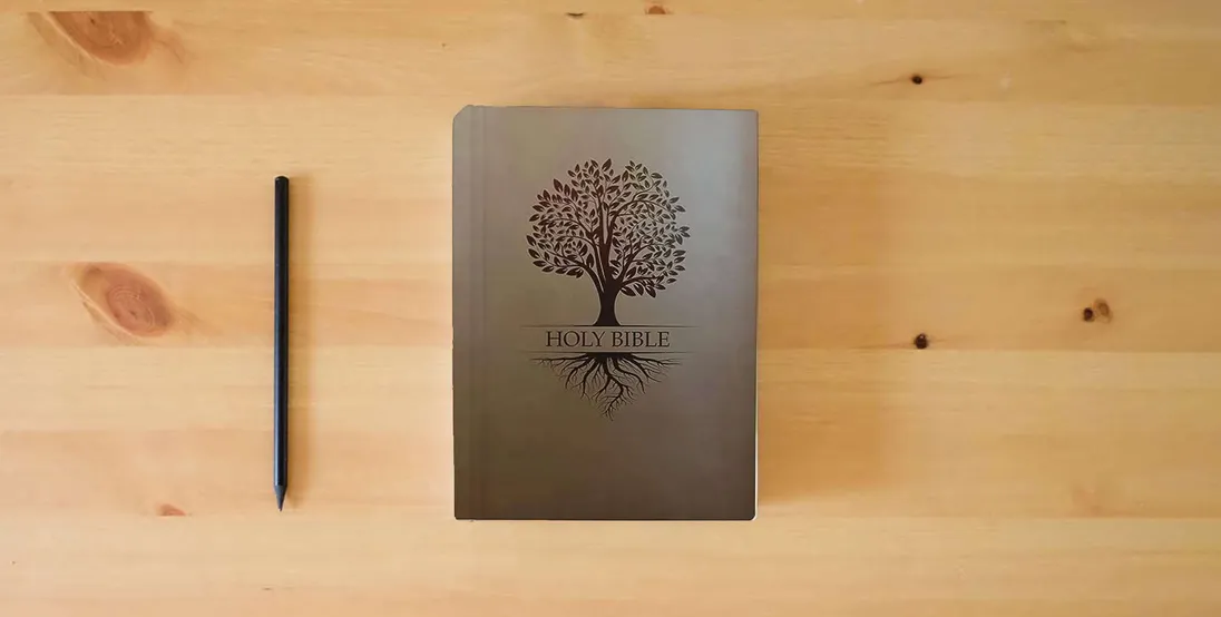 The book KJV Family Legacy Holy Bible, Large Print, Coffee Ultrasoft: (Red Letter, Brown, 1611 Version) (King James Version Sword Bible)} is on the table