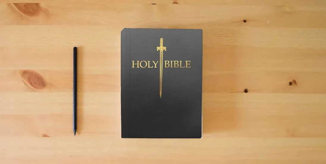 The book KJV Sword Bible, Large Print, Black Ultrasoft: (Red Letter, 1611 Version) (King James Version Sword Bible)} is on the table