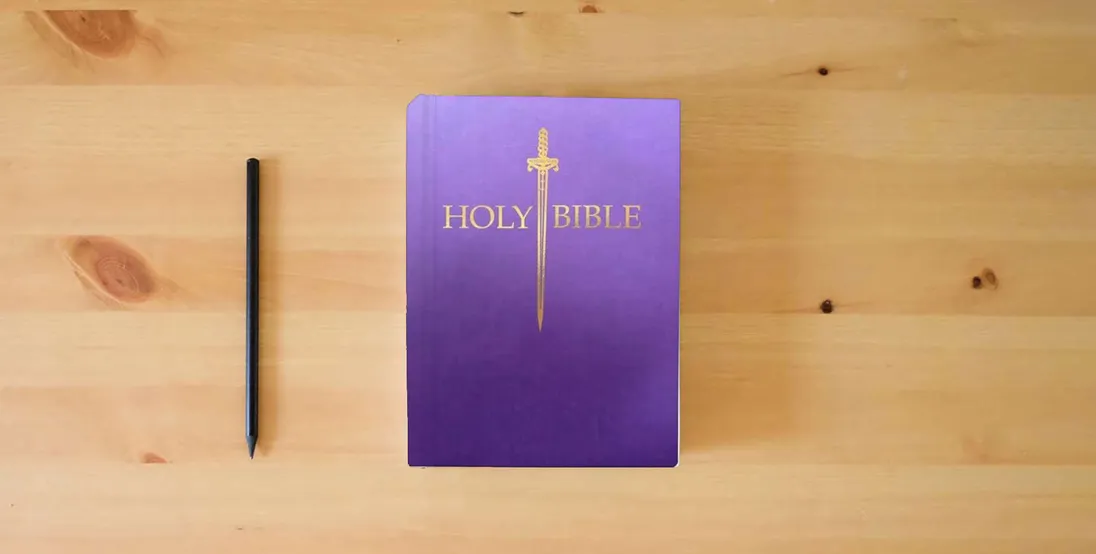 The book KJV Sword Bible, Large Print, Royal Purple Ultrasoft: (Red Letter, 1611 Version) (King James Version Sword Bible)} is on the table
