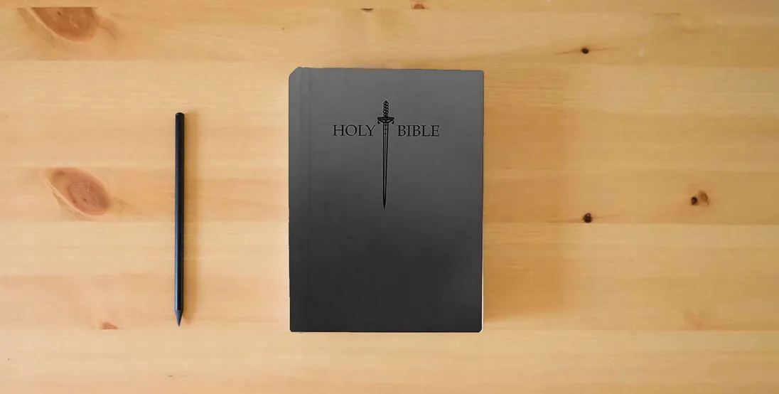 The book KJVER Sword Holy Bible, Large Print, Black Ultrasoft, Thumb Index: (King James Version Easy Read, Red Letter)} is on the table