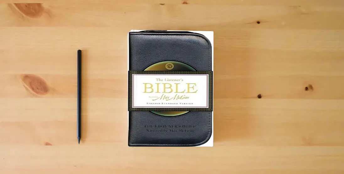 The book Listener's Bible-ESV} is on the table