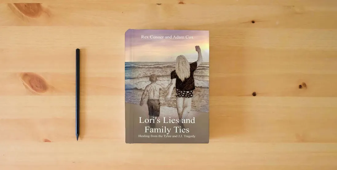 The book Lori's Lies and Family Ties} is on the table