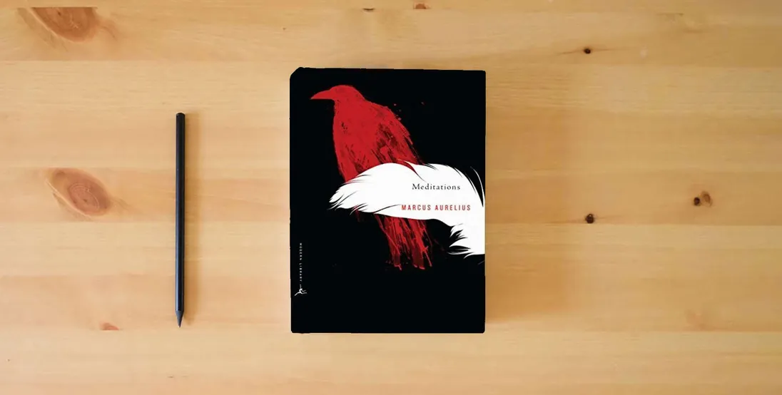 The book Meditations: A New Translation} is on the table