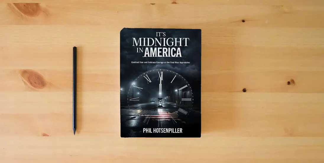 The book It's Midnight in America: Confront Fear and Embrace Courage as the Final Hour Approaches} is on the table