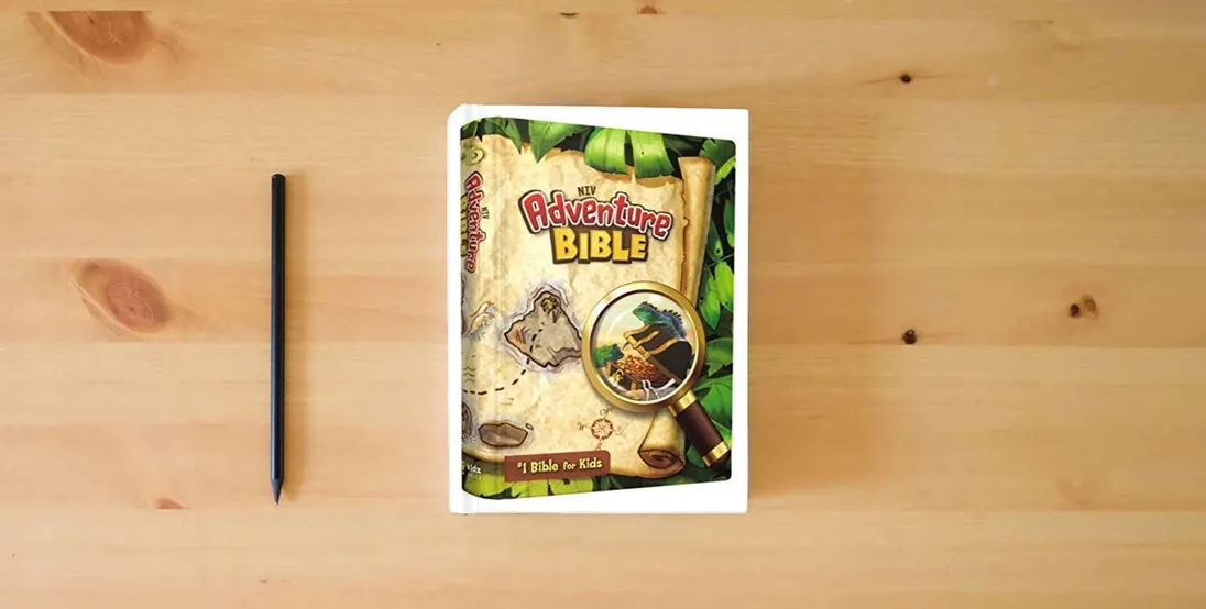 The book NIV, Adventure Bible, Hardcover, Full Color} is on the table