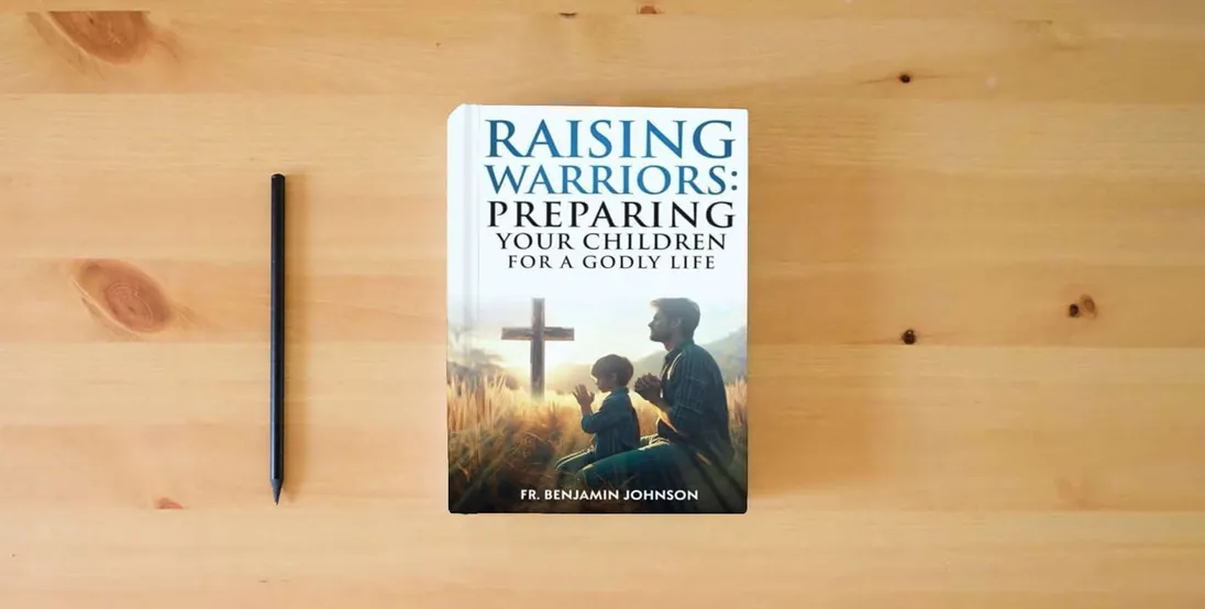 The book Raising Warriors: Preparing Your Children For a Godly Life} is on the table