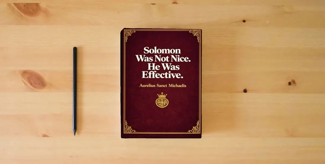 The book Solomon Was Not Nice. He Was Effective} is on the table
