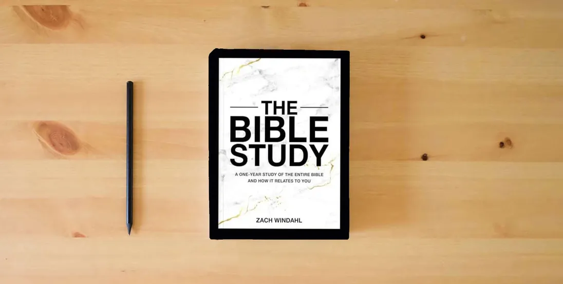 The book The Bible Study: A One-Year Study of the Entire Bible and How It Relates to You (1-Volume Hardcover Edition with Study Questions, Writing Space, Full-Color Pages, and Daily or Weekly Reading Plans)} is on the table