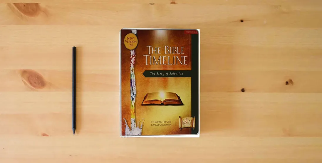 The book The Great Adventure Bible Timeline Study Kit: Study Materials} is on the table