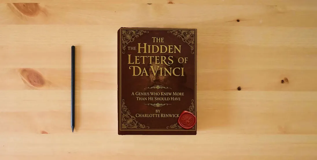 The book THE HIDDEN LETTERS OF DA VINCI} is on the table