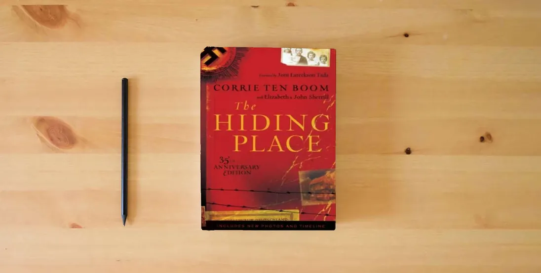 The book The Hiding Place} is on the table