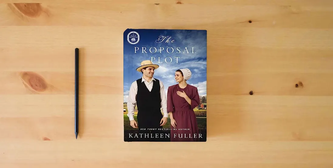 The book The Proposal Plot (An Amish of Marigold Novel)} is on the table