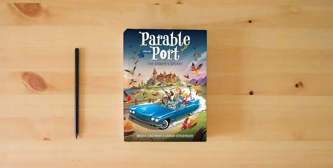 The book The Sower's Secret (Parable Port)} is on the table