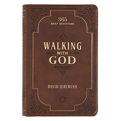 Book Cover: Walking with God Devotional - Brown Faux Leather Daily Devotional for Men & Women 365 Daily Devotions