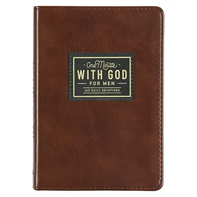 Book Cover: One Minute with God for Men 365 Devotions, Brown Faux Leather Flexcover