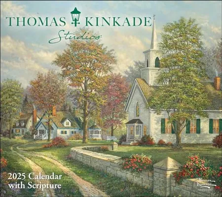 Book Cover: Thomas Kinkade Studios 2025 Deluxe Wall Calendar with Scripture
