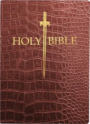 Book Cover: KJV Sword Bible, Large Print, Walnut Alligator Bonded Leather, Thumb Index: (Red Letter, Burgundy, 1611 Version) (King James Version Sword Bible)