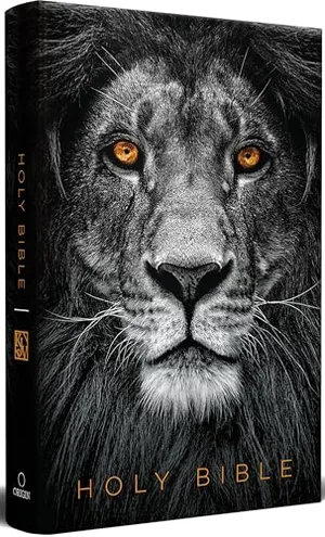 Book Cover: KJV Holy Bible, Large Print, Handy Size format, Hardcover, Lion of Judah, Ribbon Marker, and Red Letter