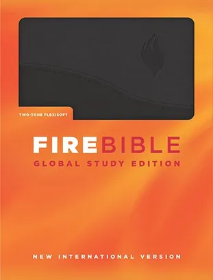 Book Cover: Fire Bible: New International Version, Black on Black Flexisoft, Global Study Edition