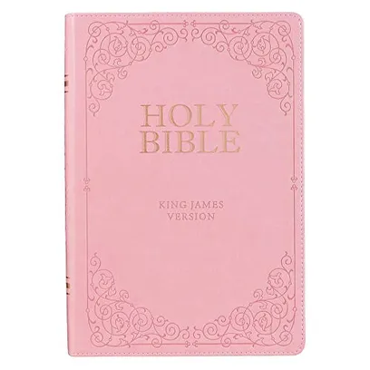 Book Cover: KJV Holy Bible, Giant Print Full-Size, Pink Faux Leather w/Ribbon Marker, Red Letter, Thumb Index, King James Version