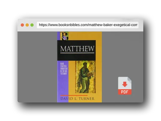 PDF Preview of the book Matthew (Baker Exegetical Commentary on the New Testament)