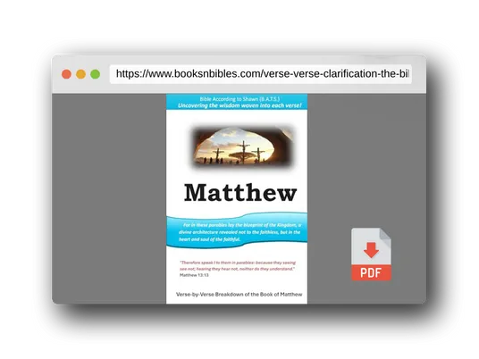 PDF Preview of the book Verse by Verse Clarification of the Bible: Study Guide for the Book of Matthew